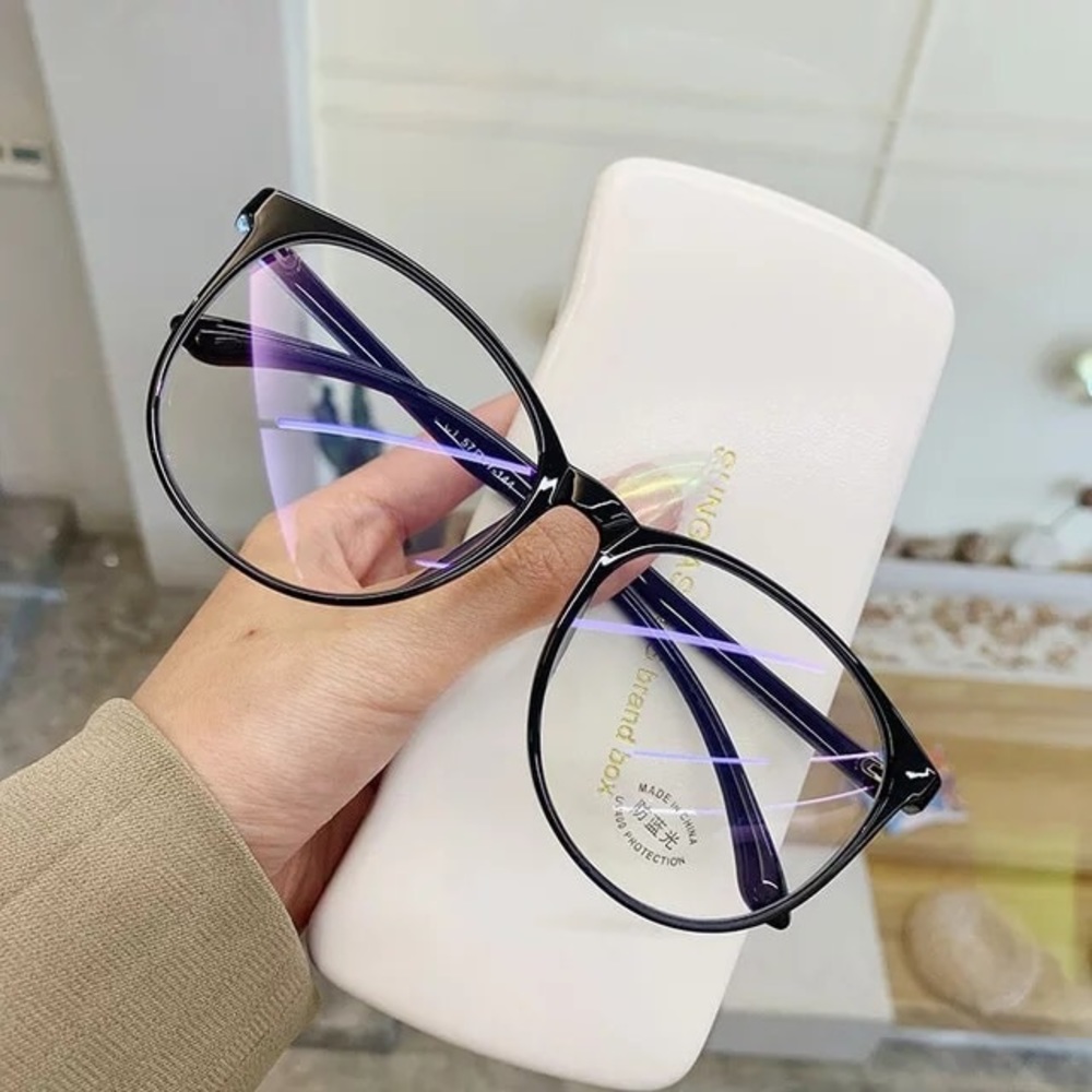 Glass frames optical transparent blue light blocking glasses computer round - Picture 4 of 16